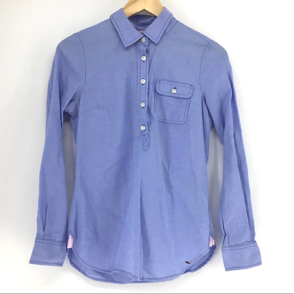 Vineyard Vines Blue Half Button Down Shirt